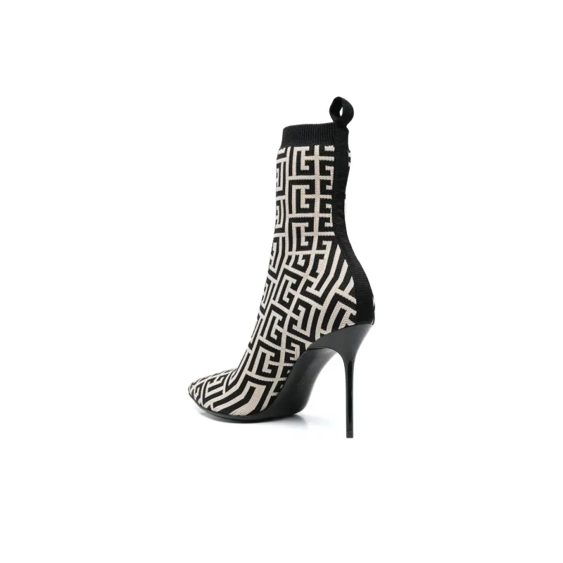 BALMAIN Monogram-jacquard Pointed Boots-2