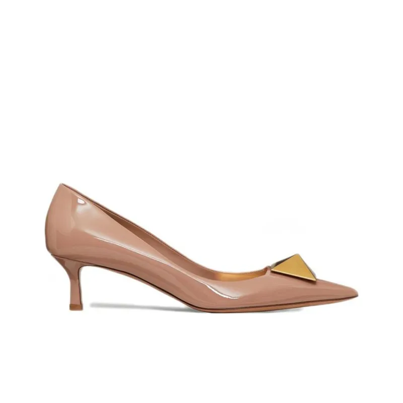 Valentino One Stud Slim Heel High Heels 5cm Women's Pink-1