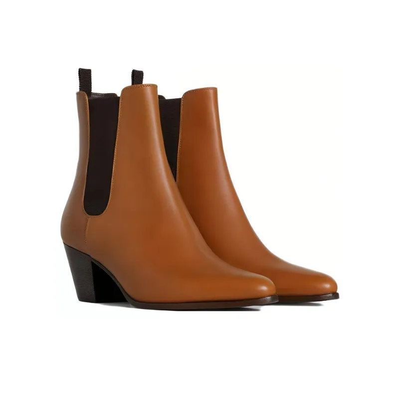 CELINE Saint Germain Short Chelsea Boots 5.5cm Women's Brown-2
