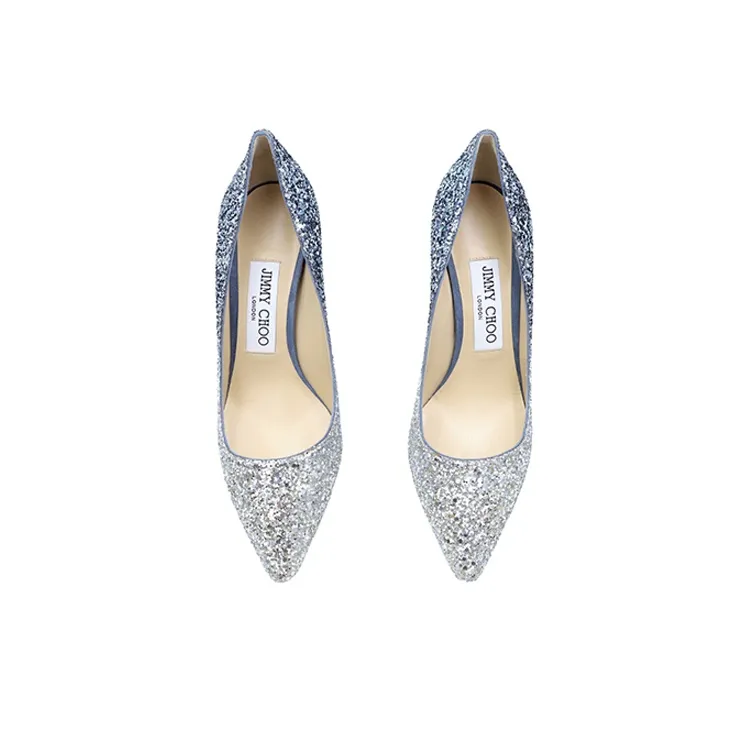 Jimmy Choo ROMY Slim Heel High Heels Women's Silver Blue Gradient-2