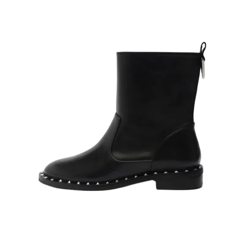 Schutz Bennie Mid Cal Ankle Boots Women's Black-0