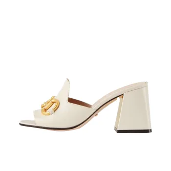 GUCCI Horsbit 75mm Heeled Sandal White Leather Women's