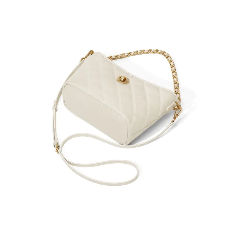 Simvay Clos Cow Leather Patchwork Synthetic Leather Shoulder Bag Crossbody Bag Women's Black/White-10