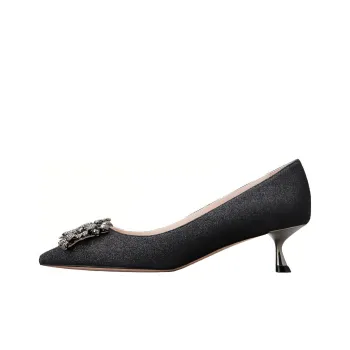 Roger Vivier RV BOUQUET STRASS Slim Heel High Heels 4.5cm Women's Black