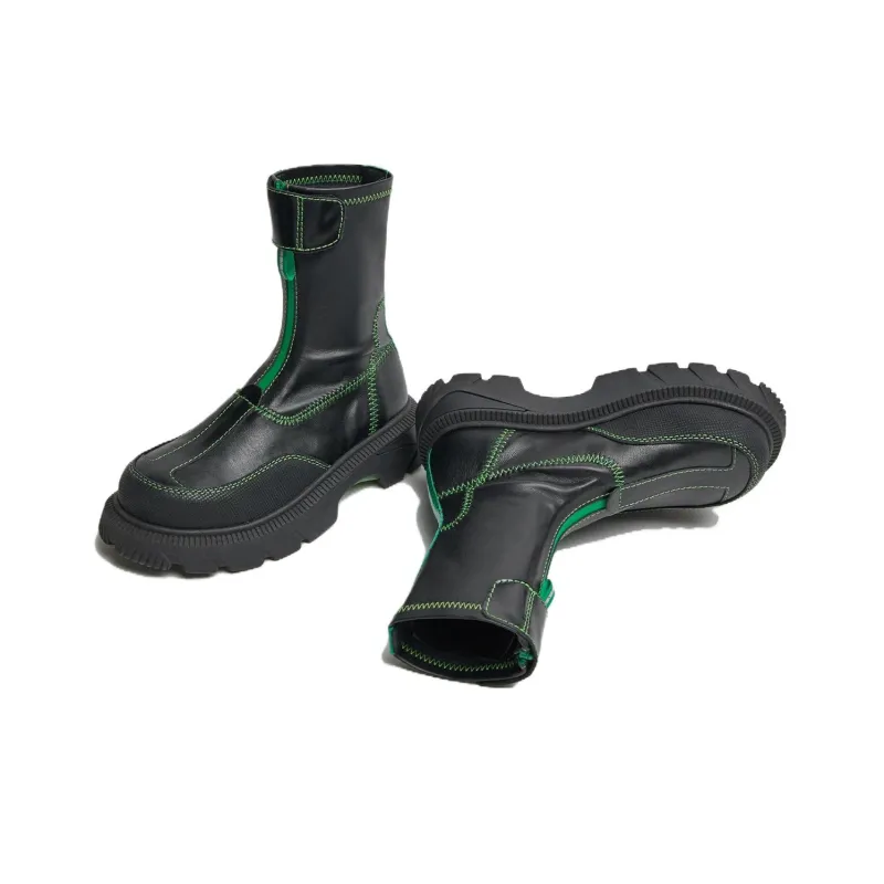 MIISTA Ankle Boots 4.5cm Women's Black Green-2