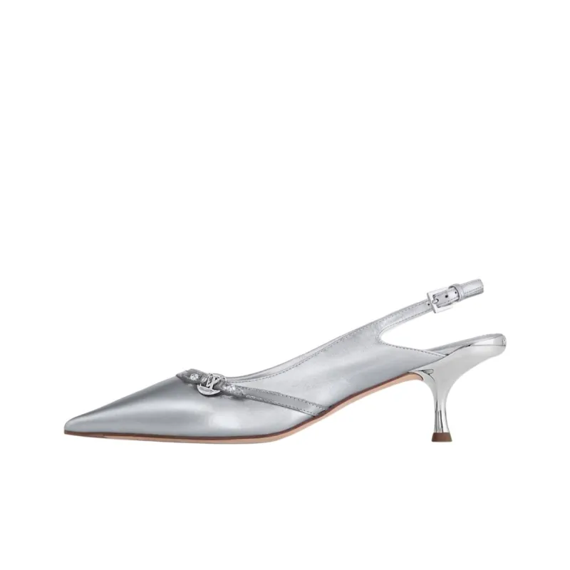LOUIS VUITTON 6AM Slim Heel High Heels 5.5cm Women's Silver-0