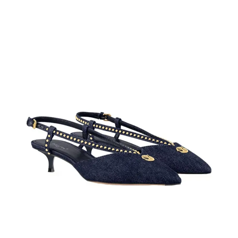 LOUIS VUITTON Stellar Cone Heel High Heels 3.5cm Women's Dark Blue-2