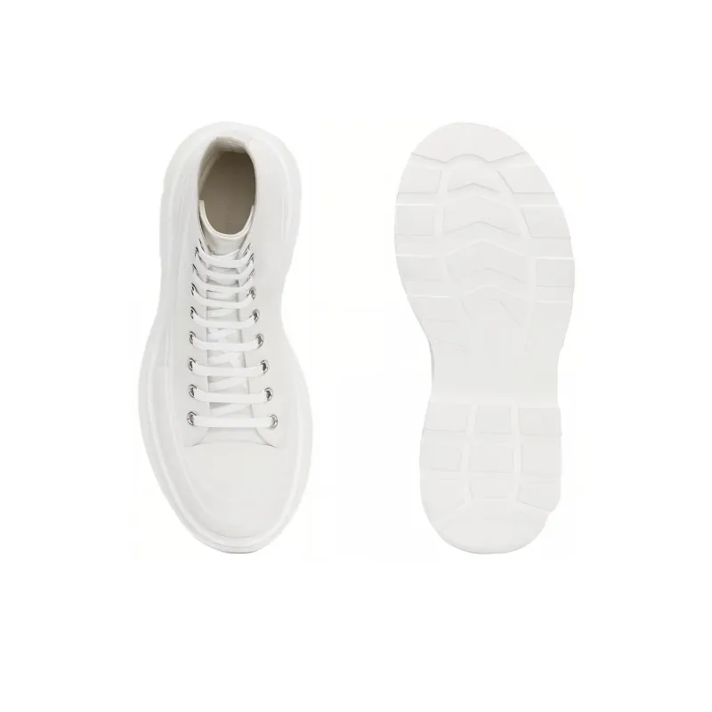 Alexander McQueen Canvas Tread Slick High Top Sneakers 'White'-4