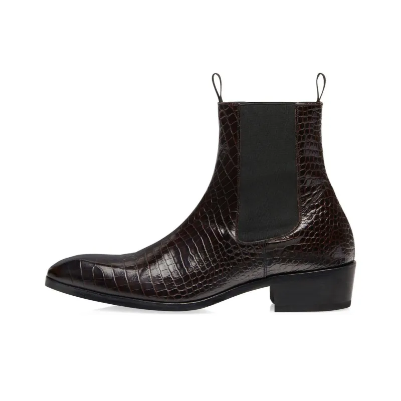 TOM FORD Short Chelsea Boots 4cm Men's Dark Brown-0