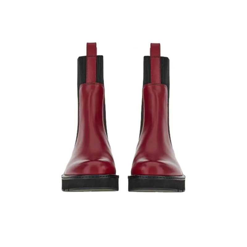 FERRAGAMO Short Chelsea Boots Women's Red Black-3
