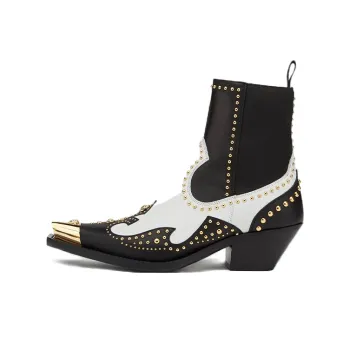 VERSACE Ankle Boots Women's Mid-Top Black White