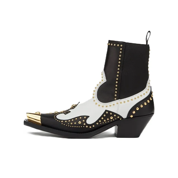 VERSACE Ankle Boots Women's Mid-Top Black White-0
