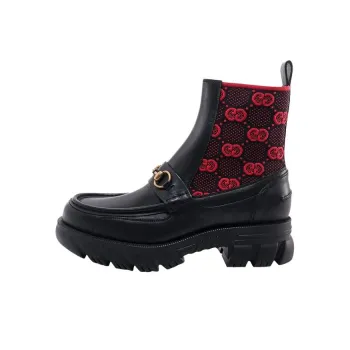 GUCCI Horsebit detail GG jacquard Boots