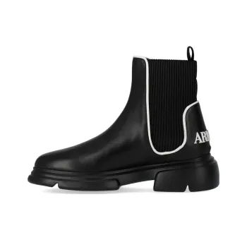 EMPORIO ARMANI Short Chelsea Boots Women's Black White