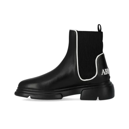 EMPORIO ARMANI Short Chelsea Boots Women's Black White