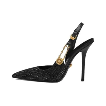 FANSIZHE Safety Pin Slim Heel High Heels 11cm Women's Black