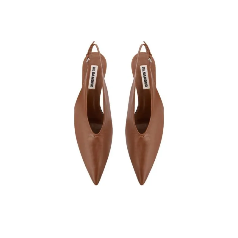 JIL SANDER Pointed-toe Leather Slingback Pumps-4