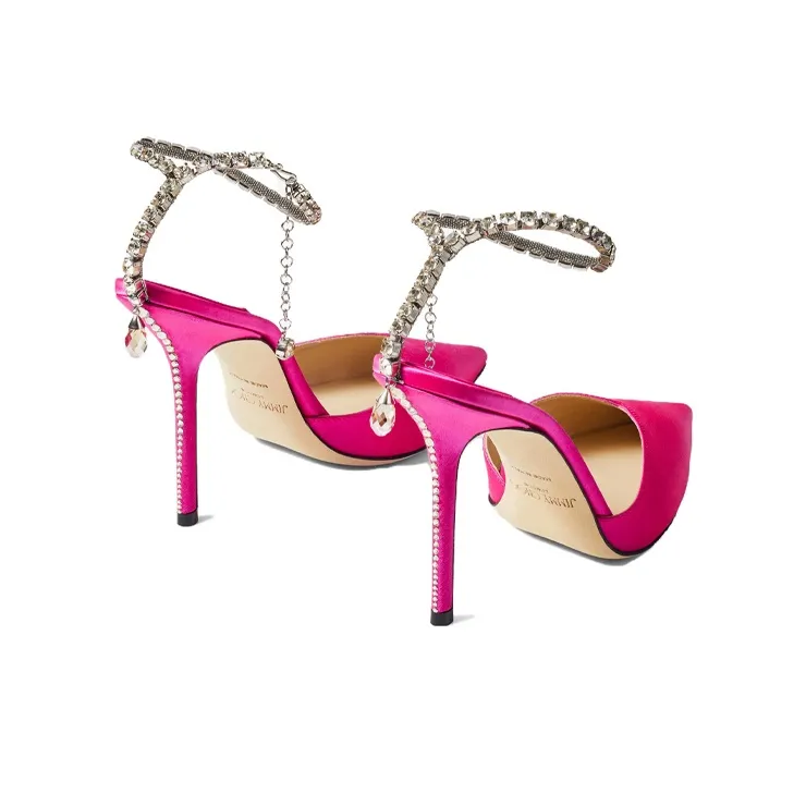 Jimmy Choo Saeda Slim Heel High Heels 10cm Women's Fuchsia-4