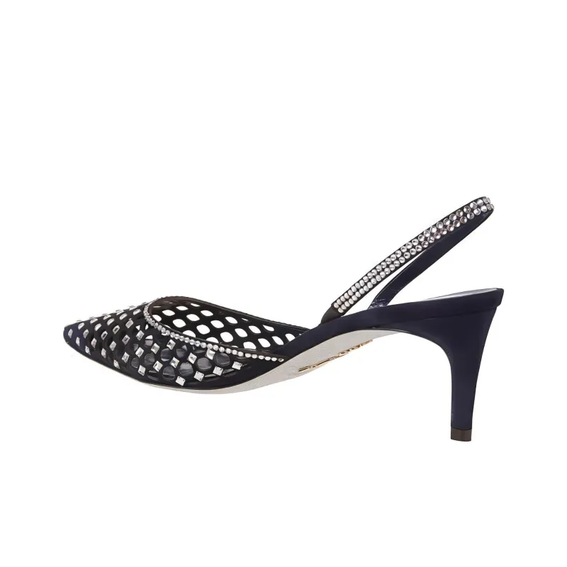 René Caovilla Carrie Suede Slingback Pumps-3