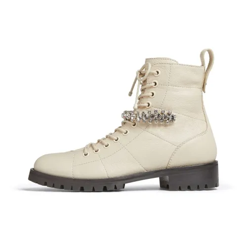 Jimmy Choo Cruz Flat Martin Boot Women's Ecru
