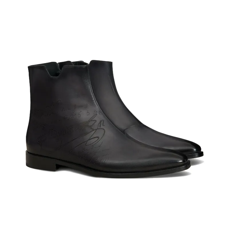 BERLUTI Demesure Scritto Ankle Boots Men's Black-2