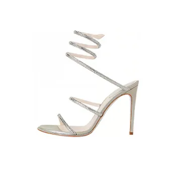 RENE CAOVILLA Cleo Slim Heel High Heels 11cm Women's White Gray