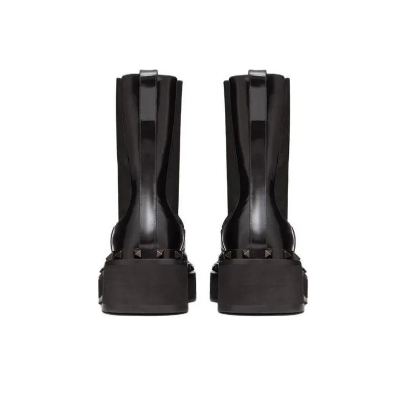 Valentino Garavani M-Way Rockstud Beatle Square Toe Boots Women's-4