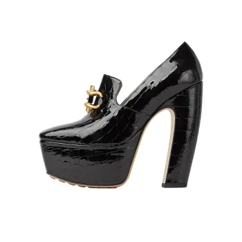 Bottega Veneta Mostra Chunky Heel High Heels 14.5cm Women's Black