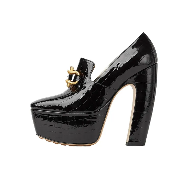 Bottega Veneta Mostra Chunky Heel High Heels 14.5cm Women's Black-0