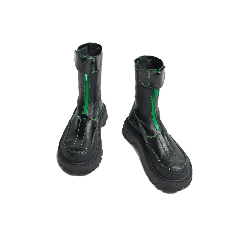 MIISTA Ankle Boots 4.5cm Women's Black Green-1