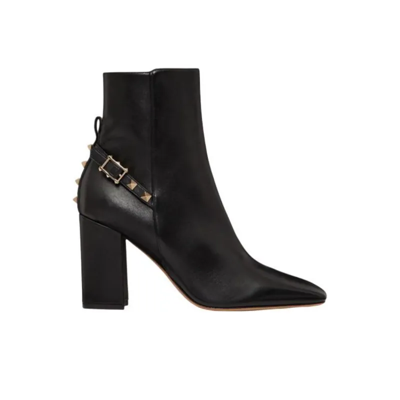Valentino Rockstud Ankle Boots 9cm Women's Black-1