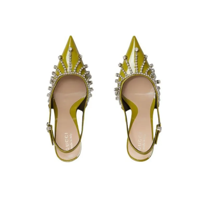 GUCCI Slim Heel High Heels 10.5cm Women's Green-3