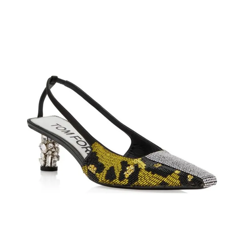 TOM FORD Chunky Heel High Heels 5cm Women's Yellow-2