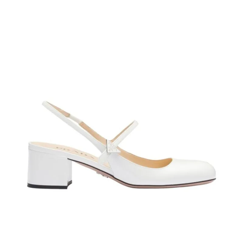 PRADA Block Heel High Heels Women's White-1