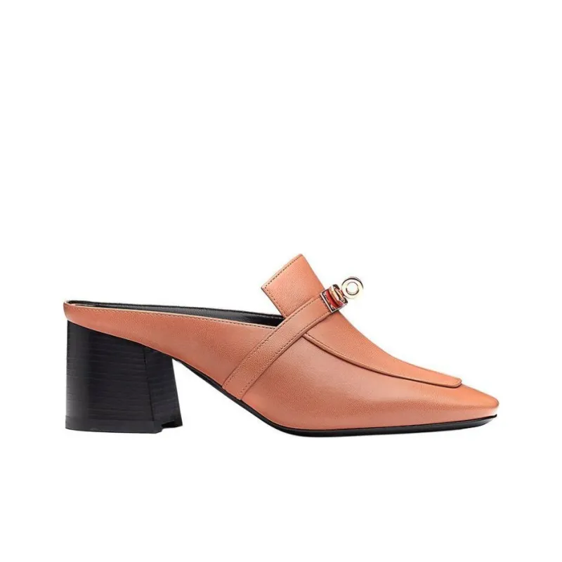 HERMES Blossom Block Heel High Heels Women's Sunlit Pink-1