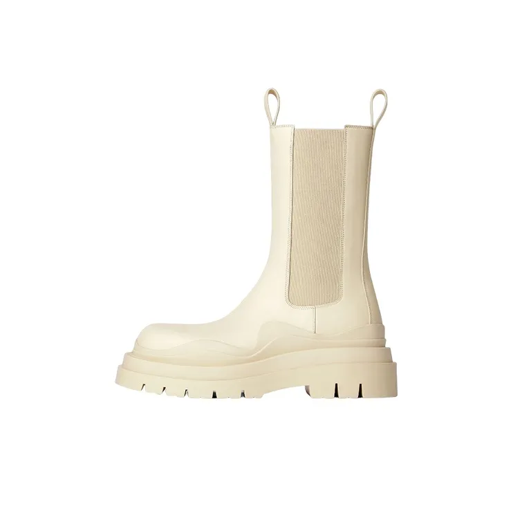 Bottega Veneta Tire Short Chelsea Boots 5.5cm Men's Beige-0