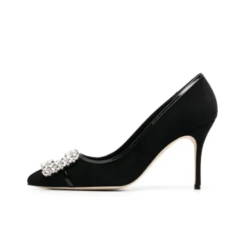 MANOLO BLAHNIK Hangisi Crystal buckle Ballerina Shoes