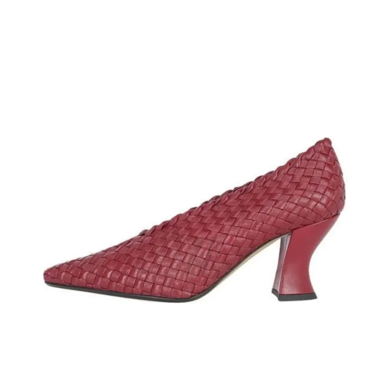 Bottega Veneta Chunky Heel High Heels 7.5cm Women's Red-0