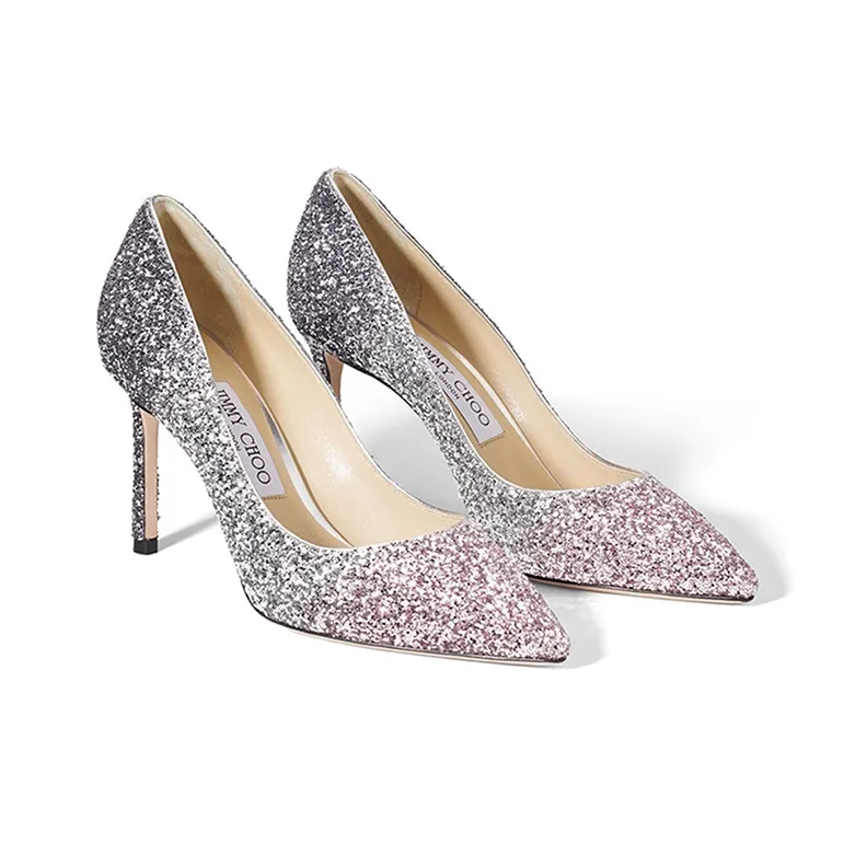 Jimmy Choo ROMY Slim Heel High Heels Women's Pink Silver-2