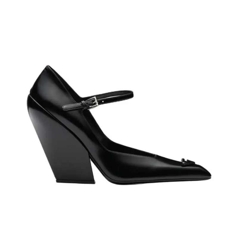 PRADA Brushed Leather Pumps 'Black' Women's-1