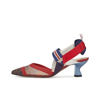 FENDI Colibri Block Heel High Heels Women's Red