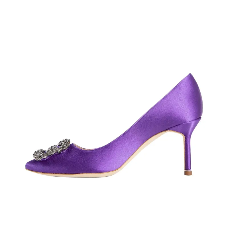 MANOLO BLAHNIK Hangisi Slim Heel High Heels 9cm Women's Purple-0