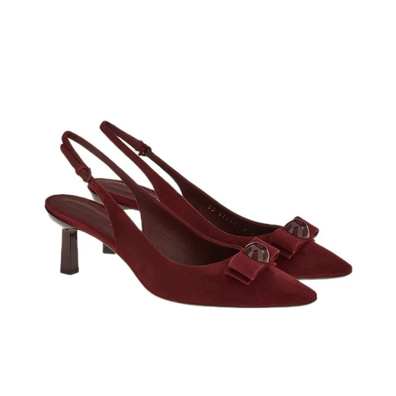 FERRAGAMO Vara Slim Heel High Heels Women's Red-1