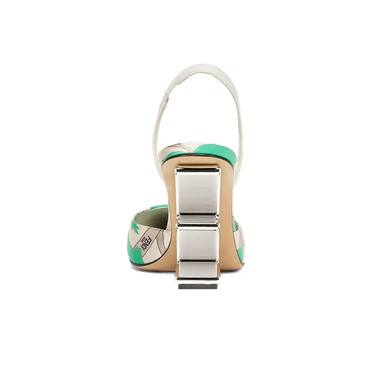 FENDI First Irregular Heel High Heels 6.5cm Women's Green-4