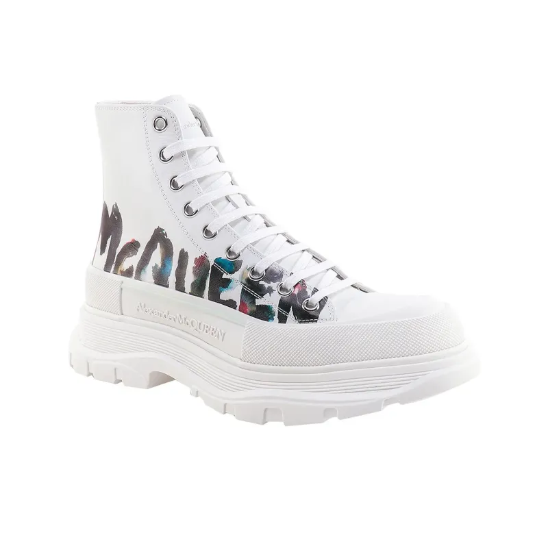 Alexander McQueen Tread Slick Boot Graffiti White Multicolor-2
