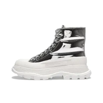 Alexander McQueen Tread Slick Boots Silver Women's