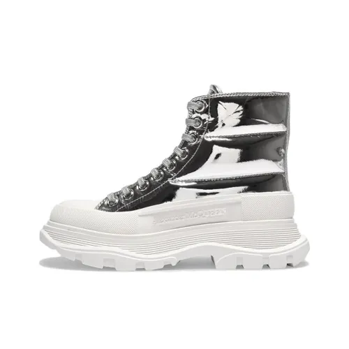 Alexander McQueen Tread Slick Boots Silver Women's