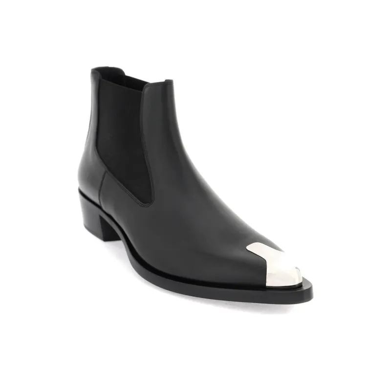 Alexander McQueen Punk Pointed Toe Chelsea Ankle Boots-2