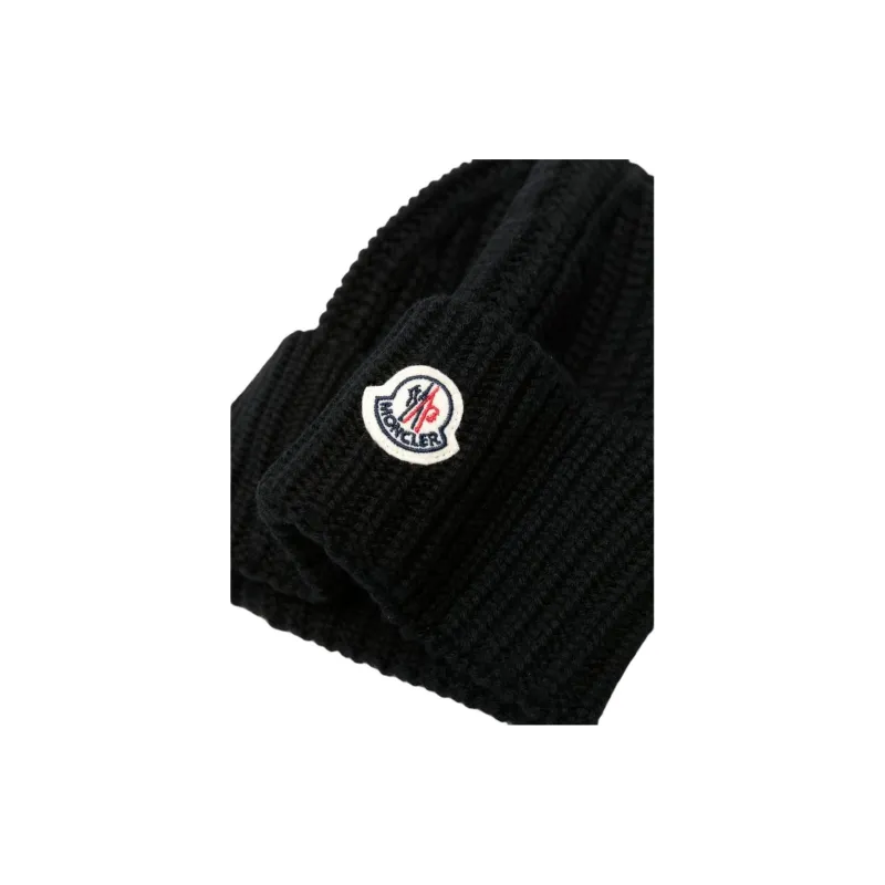 Moncler Logo Patch Turn Up Hem Beanie-1