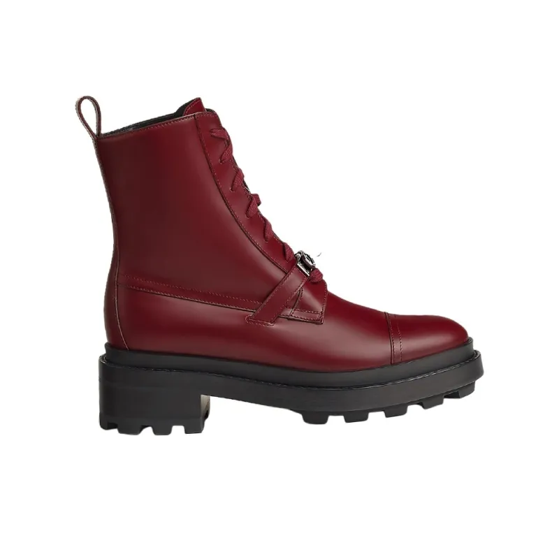 HERMES Funk Ankle Boots 5cm Women's Red-1